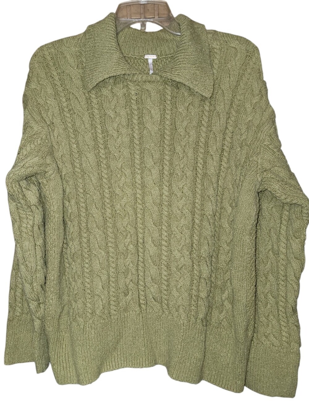 Free People Cable Knit Sweater Vintage Green